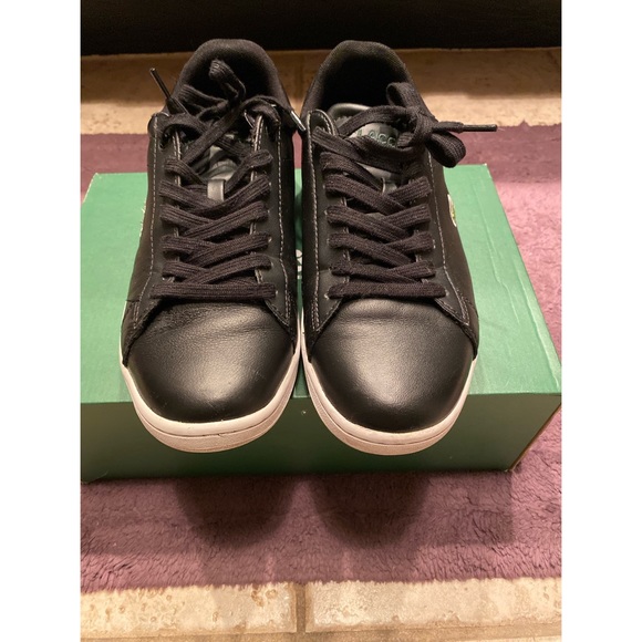 LACOSTE MEN'S LEATHER SNEAKERS BLACK SIZE 7 1/2 - Picture 6 of 8